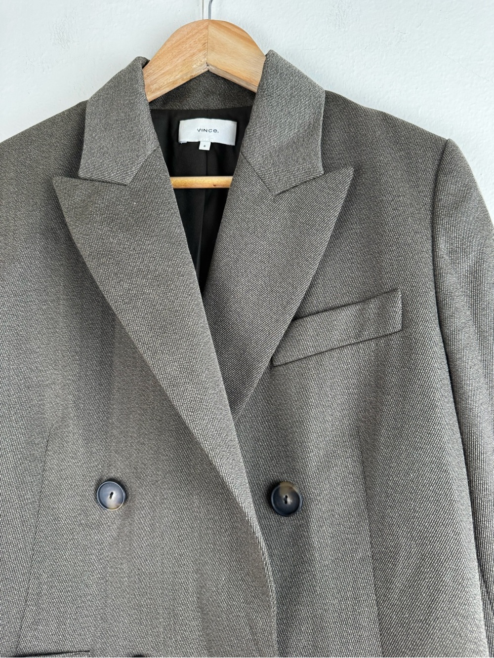 Vince Wool Blend Double Breasted Oversized Blazer Taupe Brown Size 8 - Picture 8 of 16